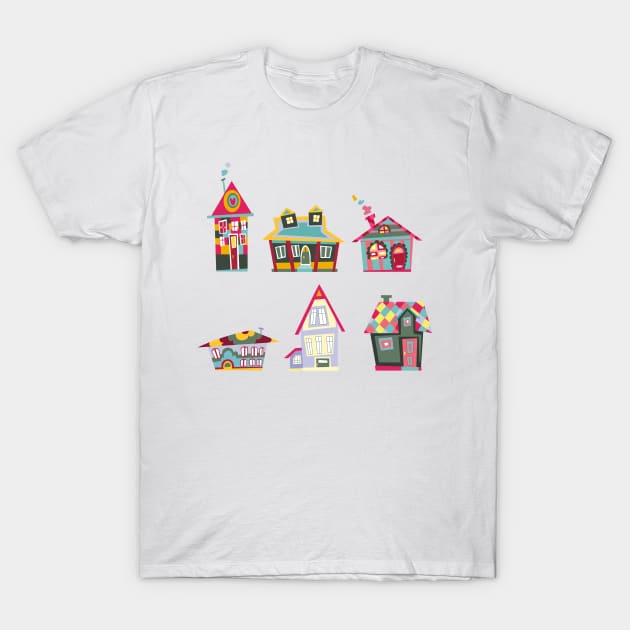 Decorative Houses T-Shirt by DigiToonsTreasures